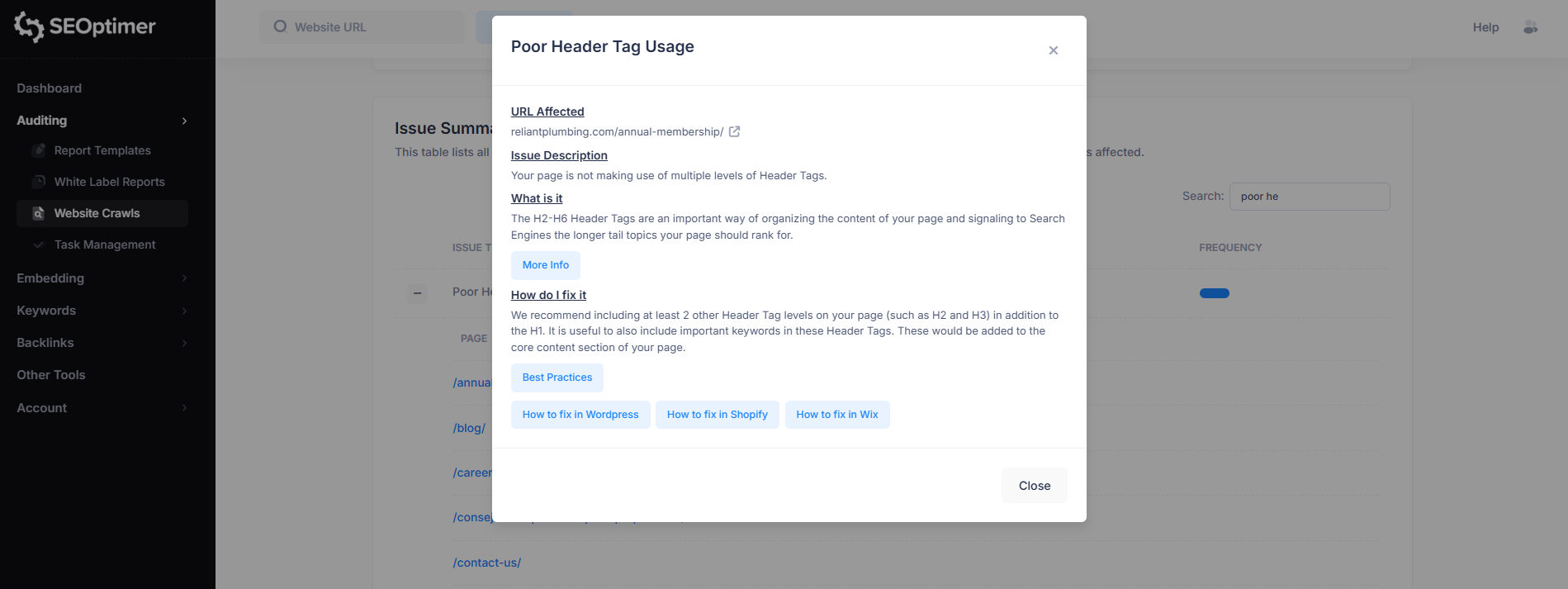 Schlechte Verwendung von Header-Tags